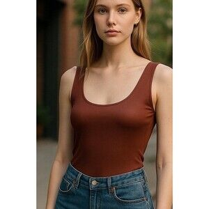 New! Commando Matte Metallic Hi Cut Sleeveless Tank Bodysuit Women's Lg Copper